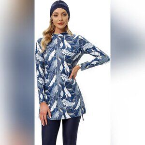 NWT IBAKOM Islamic 3 Piece Modest Rash Guard Burkini Swimsuit, XL